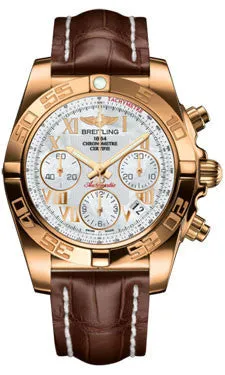 Breitling - Chronomat 41 Rose Gold Polished Bezel - Croco Strap