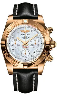 Breitling - Chronomat 41 Rose Gold Polished Bezel - Leather Strap