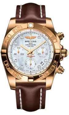 Breitling - Chronomat 41 Rose Gold Polished Bezel - Leather Strap