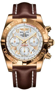 Breitling - Chronomat 41 Rose Gold Polished Bezel - Leather Strap