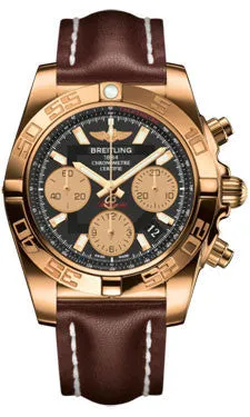 Breitling - Chronomat 41 Rose Gold Polished Bezel - Leather Strap