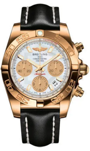 Breitling - Chronomat 41 Rose Gold Polished Bezel - Leather Strap