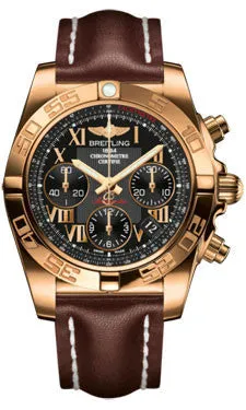 Breitling - Chronomat 41 Rose Gold Polished Bezel - Leather Strap