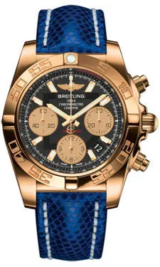 Breitling - Chronomat 41 Rose Gold Polished Bezel - Lizard Strap
