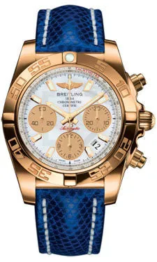 Breitling - Chronomat 41 Rose Gold Polished Bezel - Lizard Strap