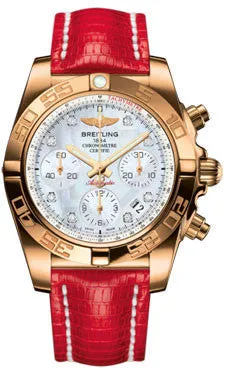 Breitling - Chronomat 41 Rose Gold Polished Bezel - Lizard Strap