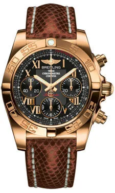 Breitling - Chronomat 41 Rose Gold Polished Bezel - Lizard Strap