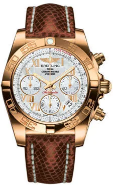 Breitling - Chronomat 41 Rose Gold Polished Bezel - Lizard Strap