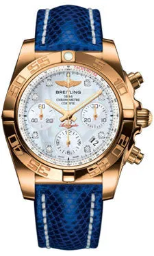 Breitling - Chronomat 41 Rose Gold Polished Bezel - Lizard Strap