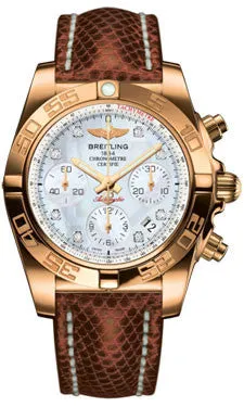 Breitling - Chronomat 41 Rose Gold Polished Bezel - Lizard Strap