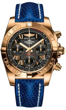 Breitling - Chronomat 41 Rose Gold Polished Bezel - Lizard Strap