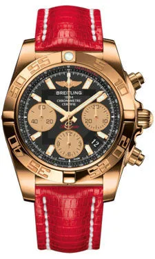 Breitling - Chronomat 41 Rose Gold Polished Bezel - Lizard Strap