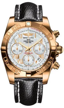 Breitling - Chronomat 41 Rose Gold Polished Bezel - Lizard Strap