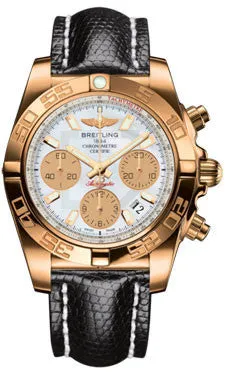 Breitling - Chronomat 41 Rose Gold Polished Bezel - Lizard Strap