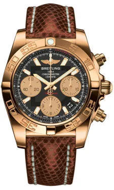 Breitling - Chronomat 41 Rose Gold Polished Bezel - Lizard Strap
