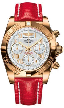Breitling - Chronomat 41 Rose Gold Polished Bezel - Lizard Strap