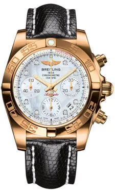 Breitling - Chronomat 41 Rose Gold Polished Bezel - Lizard Strap