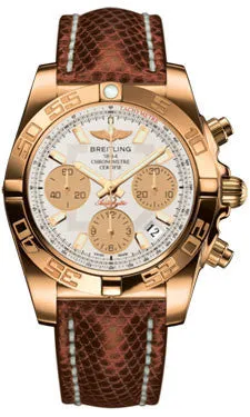 Breitling - Chronomat 41 Rose Gold Polished Bezel - Lizard Strap