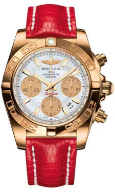 Breitling - Chronomat 41 Rose Gold Polished Bezel - Lizard Strap