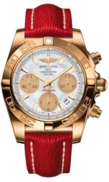 Breitling - Chronomat 41 Rose Gold Polished Bezel - Sahara Leather Strap