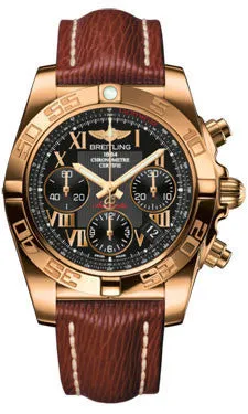 Breitling - Chronomat 41 Rose Gold Polished Bezel - Sahara Leather Strap