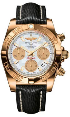 Breitling - Chronomat 41 Rose Gold Polished Bezel - Sahara Leather Strap