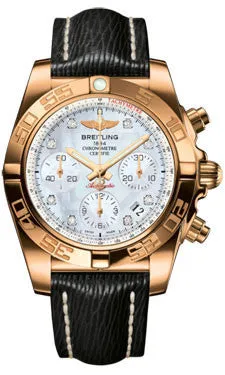 Breitling - Chronomat 41 Rose Gold Polished Bezel - Sahara Leather Strap