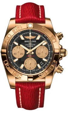 Breitling - Chronomat 41 Rose Gold Polished Bezel - Sahara Leather Strap