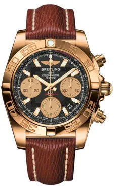 Breitling - Chronomat 41 Rose Gold Polished Bezel - Sahara Leather Strap