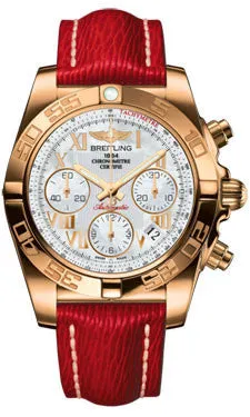 Breitling - Chronomat 41 Rose Gold Polished Bezel - Sahara Leather Strap