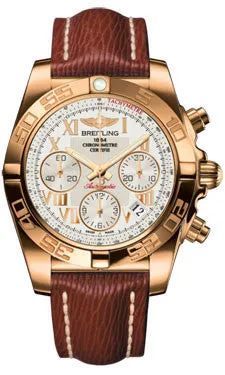 Breitling - Chronomat 41 Rose Gold Polished Bezel - Sahara Leather Strap