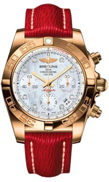 Breitling - Chronomat 41 Rose Gold Polished Bezel - Sahara Leather Strap