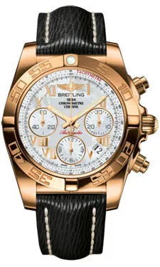 Breitling - Chronomat 41 Rose Gold Polished Bezel - Sahara Leather Strap