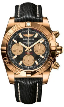 Breitling - Chronomat 41 Rose Gold Polished Bezel - Sahara Leather Strap