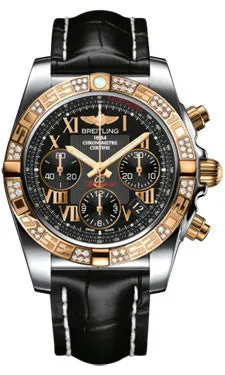 Breitling - Chronomat 41 Steel and Gold Diamond Bezel - Croco Strap