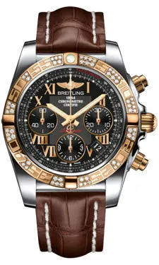 Breitling - Chronomat 41 Steel and Gold Diamond Bezel - Croco Strap