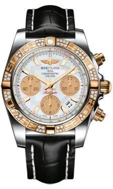 Breitling - Chronomat 41 Steel and Gold Diamond Bezel - Croco Strap