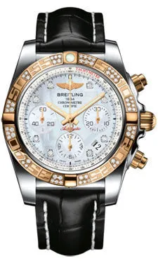 Breitling - Chronomat 41 Steel and Gold Diamond Bezel - Croco Strap