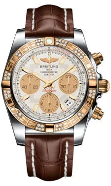 Breitling - Chronomat 41 Steel and Gold Diamond Bezel - Croco Strap
