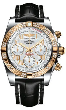 Breitling - Chronomat 41 Steel and Gold Diamond Bezel - Croco Strap