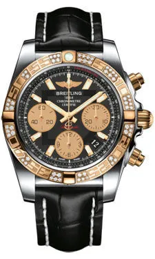 Breitling - Chronomat 41 Steel and Gold Diamond Bezel - Croco Strap