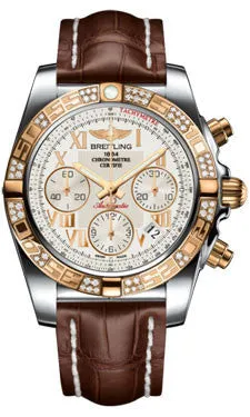 Breitling - Chronomat 41 Steel and Gold Diamond Bezel - Croco Strap