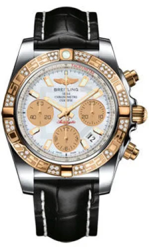 Breitling - Chronomat 41 Steel and Gold Diamond Bezel - Croco Strap