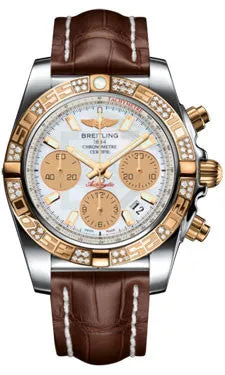 Breitling - Chronomat 41 Steel and Gold Diamond Bezel - Croco Strap