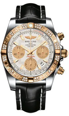 Breitling - Chronomat 41 Steel and Gold Diamond Bezel - Croco Strap