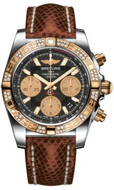 Breitling - Chronomat 41 Steel and Gold Diamond Bezel - Lizard Strap
