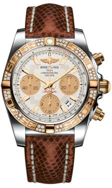 Breitling - Chronomat 41 Steel and Gold Diamond Bezel - Lizard Strap