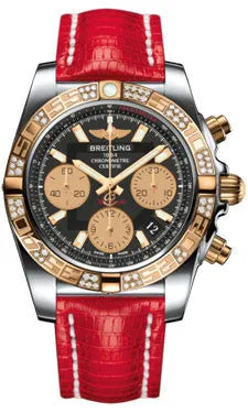 Breitling - Chronomat 41 Steel and Gold Diamond Bezel - Lizard Strap
