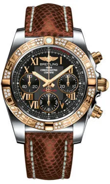 Breitling - Chronomat 41 Steel and Gold Diamond Bezel - Lizard Strap