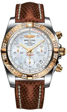 Breitling - Chronomat 41 Steel and Gold Diamond Bezel - Lizard Strap